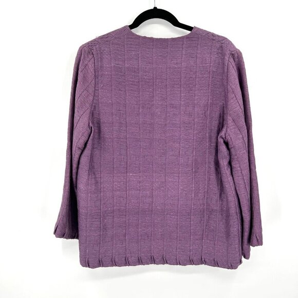 DOITUNG Purple Cotton Single Button Open Pleated Designer Blazer Size EU 42 - Picture 2 of 9